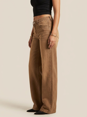 Mocha wide-leg BBL jeans side
