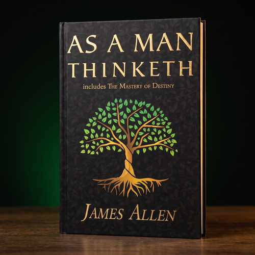 As a Man Thinketh — angled on dark oak