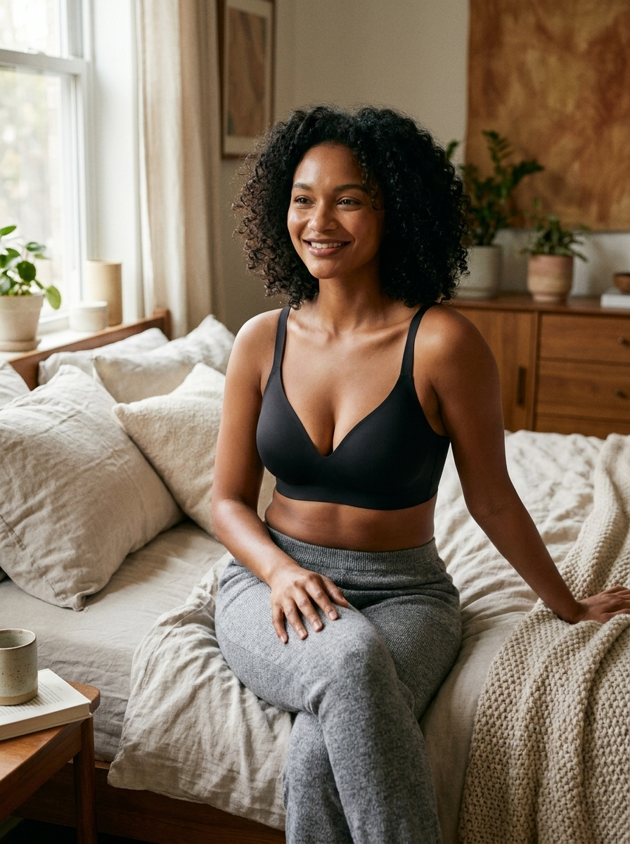Customer wearing the wireless push-up bra
