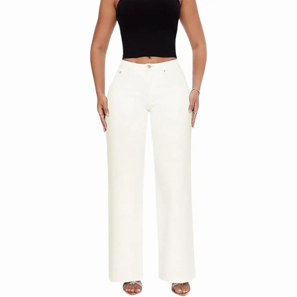 White wide-leg jeans