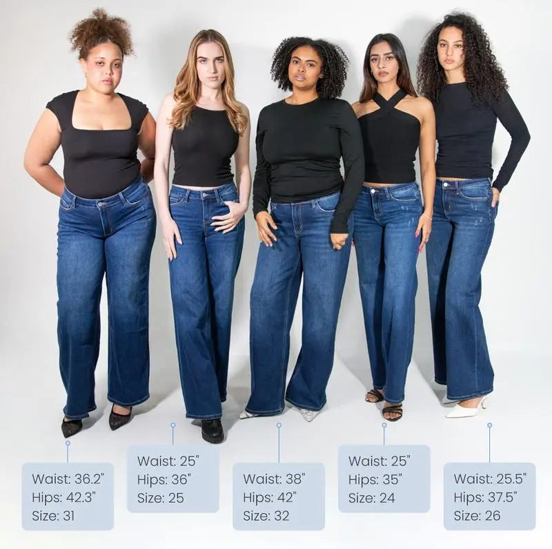 Wide-leg jeans size chart
