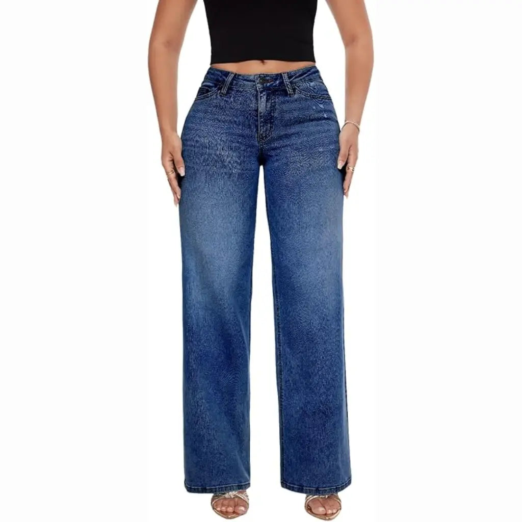 Mid-Low Rise Wide-Leg BBL Jeans