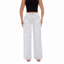 White Leopard wide-leg jeans