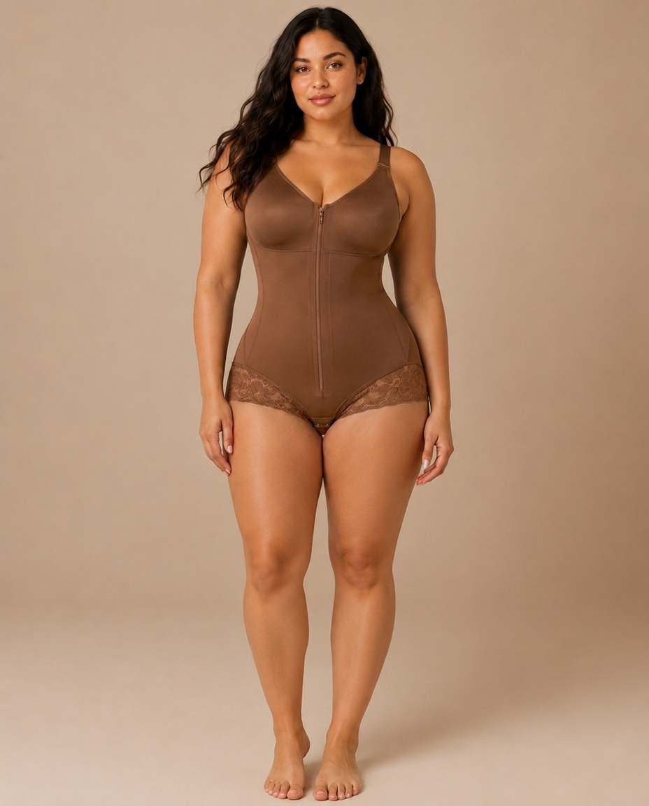 Sculpt Bodysuit mocha front studio