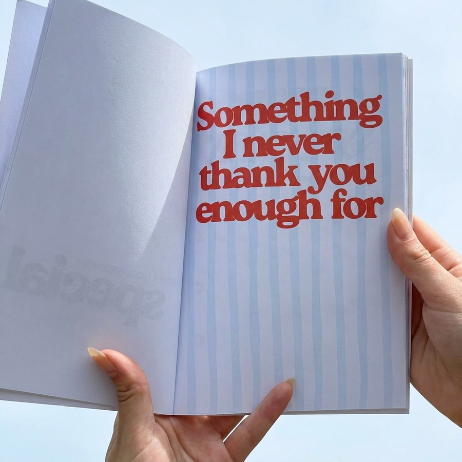 “The moment I knew you were special…” — painted colour pages, one prompt each.