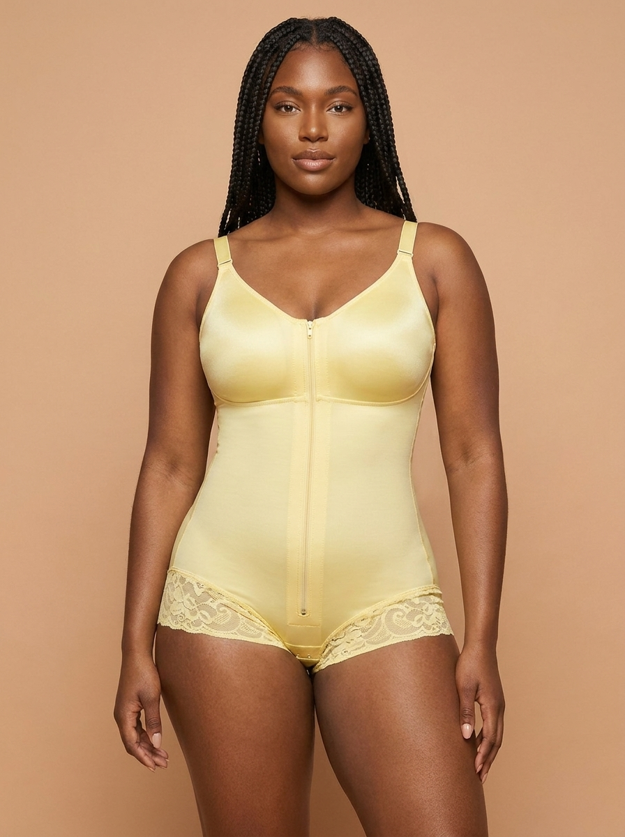 The Sculpt Bodysuit in butter yellow