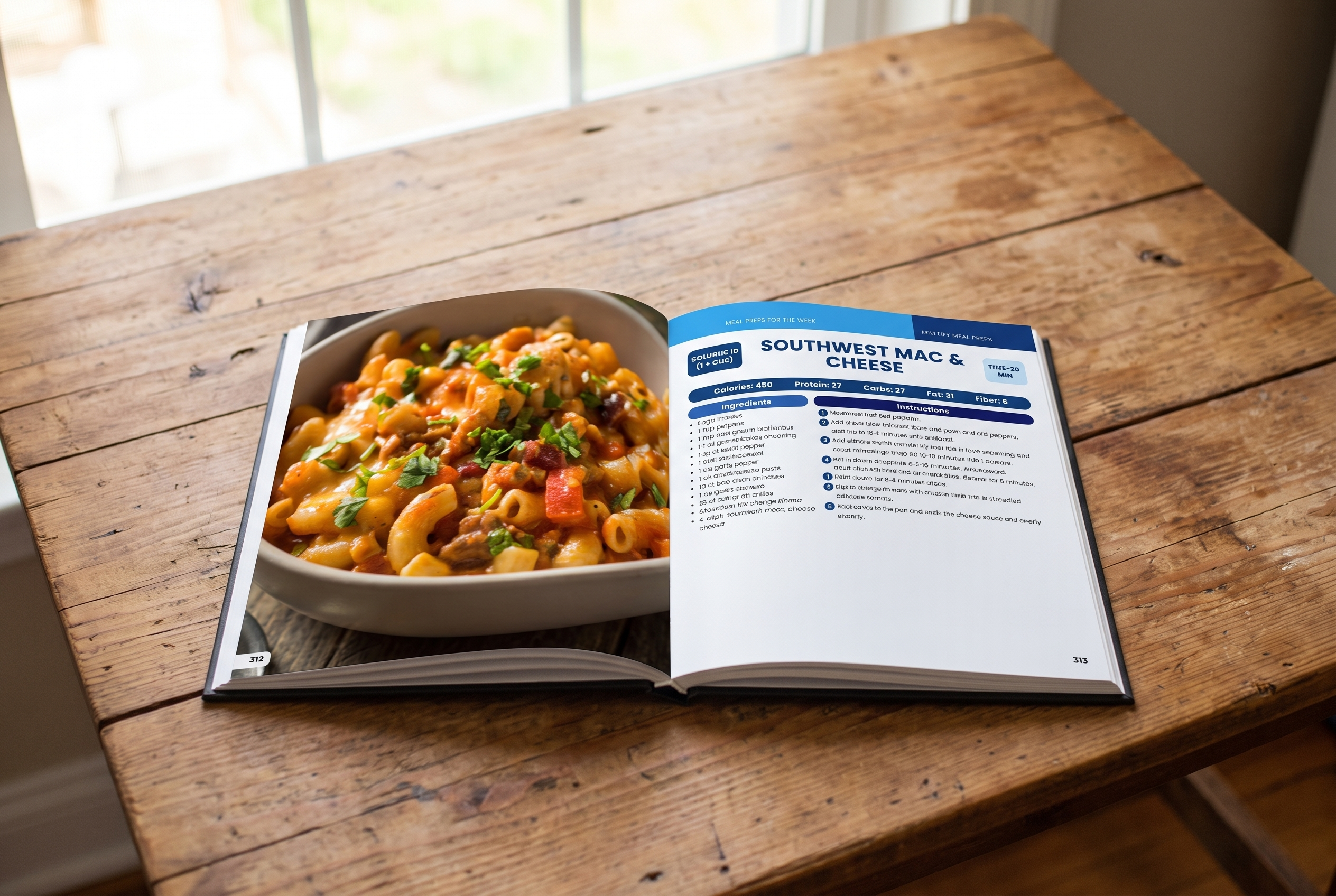 High-Protein Cookbook — open recipe spread