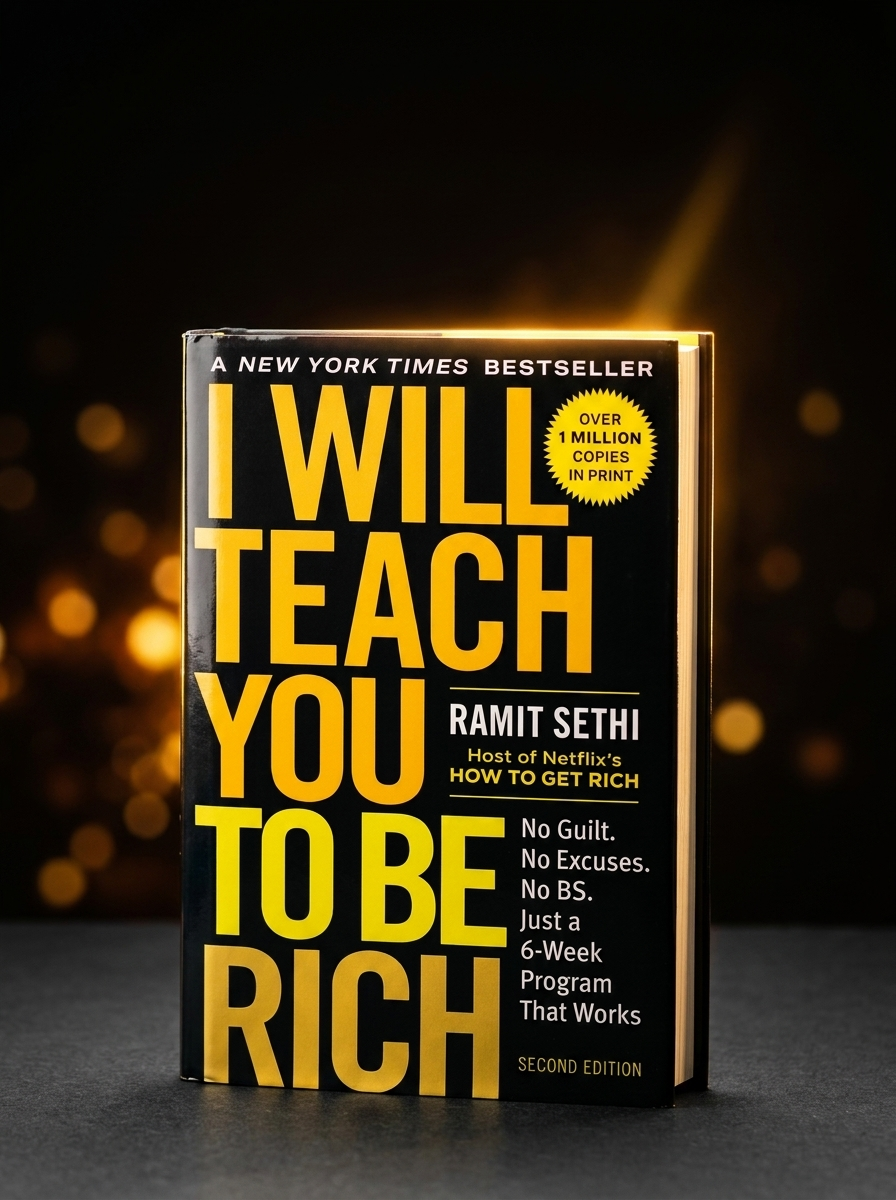 The book standing with dramatic gold lighting