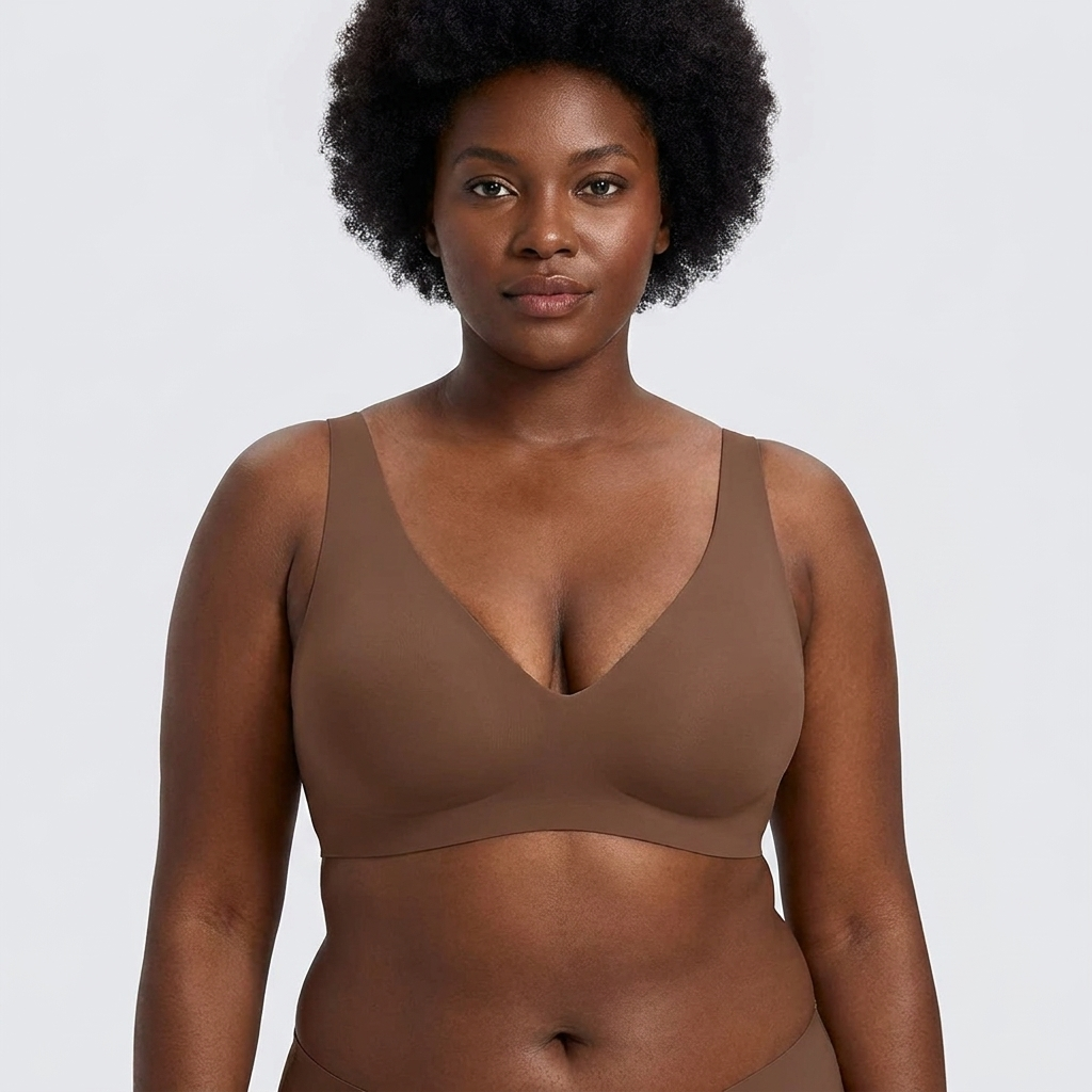 Wireless push-up bra — Brown