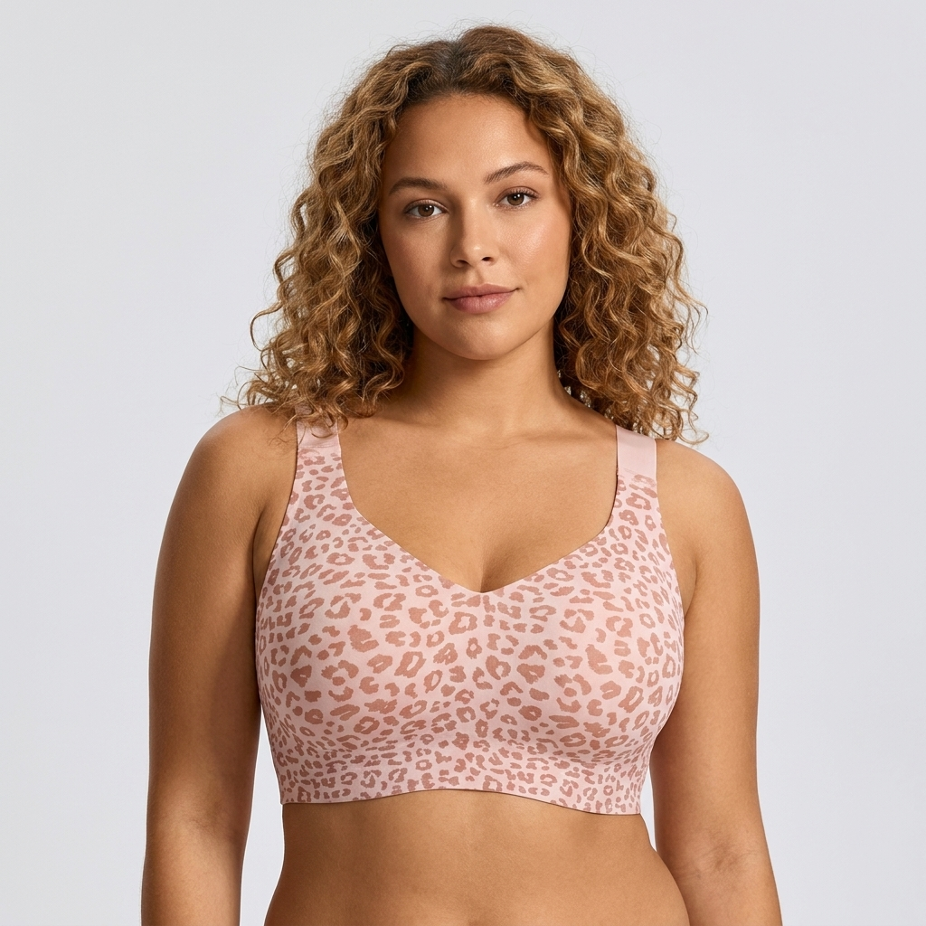 Wireless push-up bra — Pink Leopard