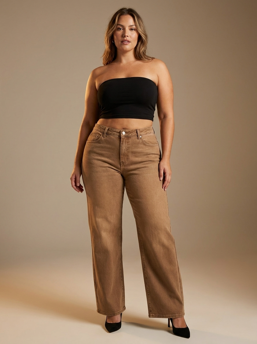 Mid-Low Rise Stretch Wide-Leg BBL Jeans