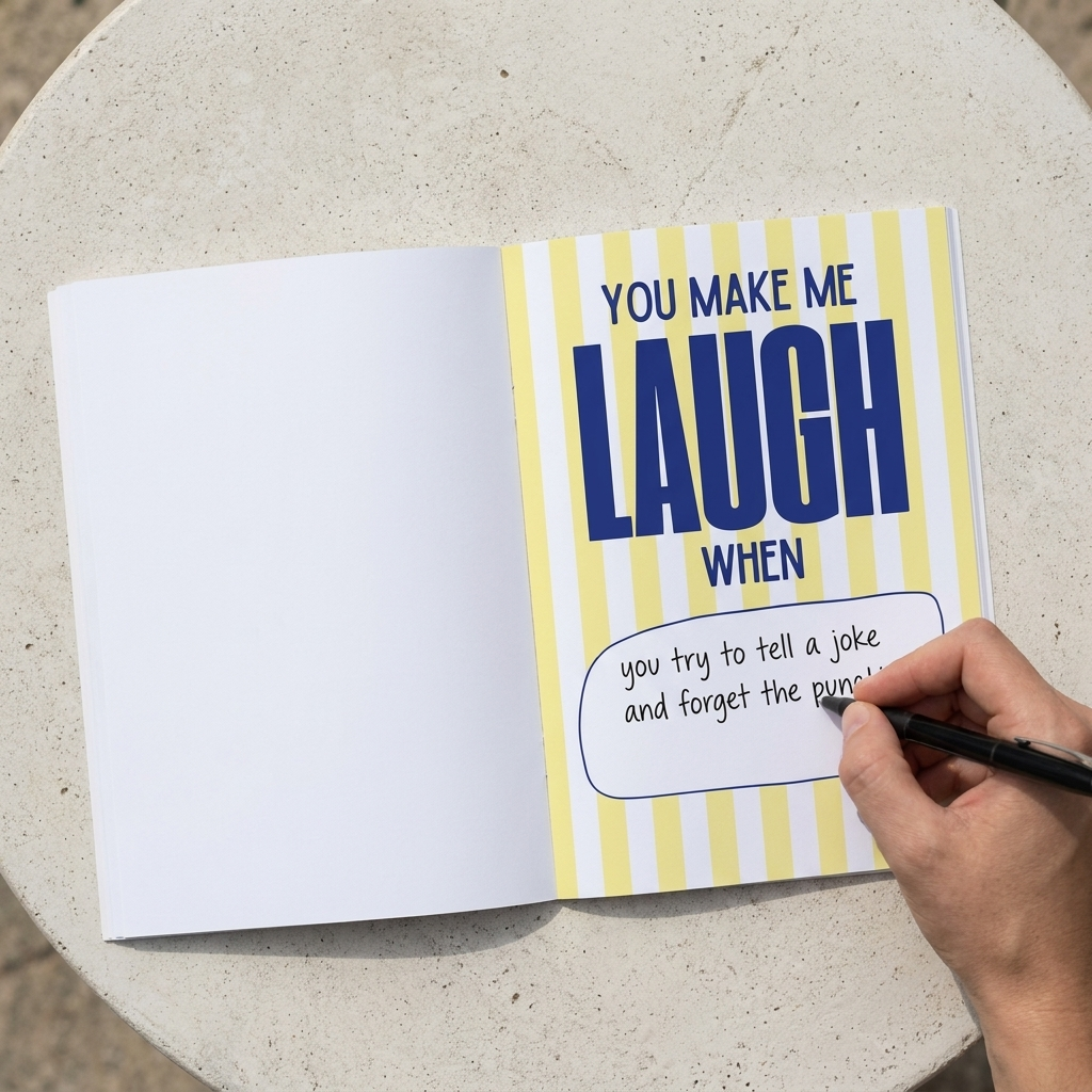 Filling in the You make me laugh when prompt with a pen