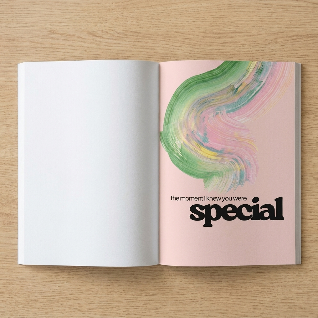 A full-colour painted page reading the moment I knew you were special